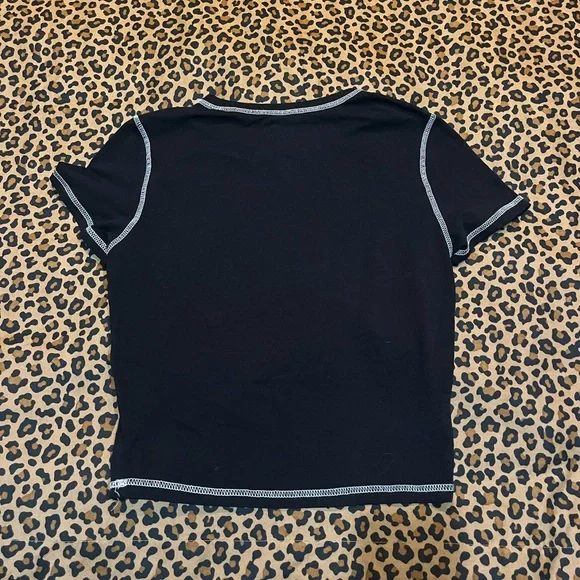 AC/DC Rhinestone black and white crop top - Picture 5 of 6